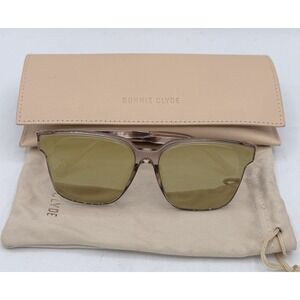 Bonnie Clyde "Wall" Mirrored Sunglasses Almond Champagne Square Acetate 62mm NEW